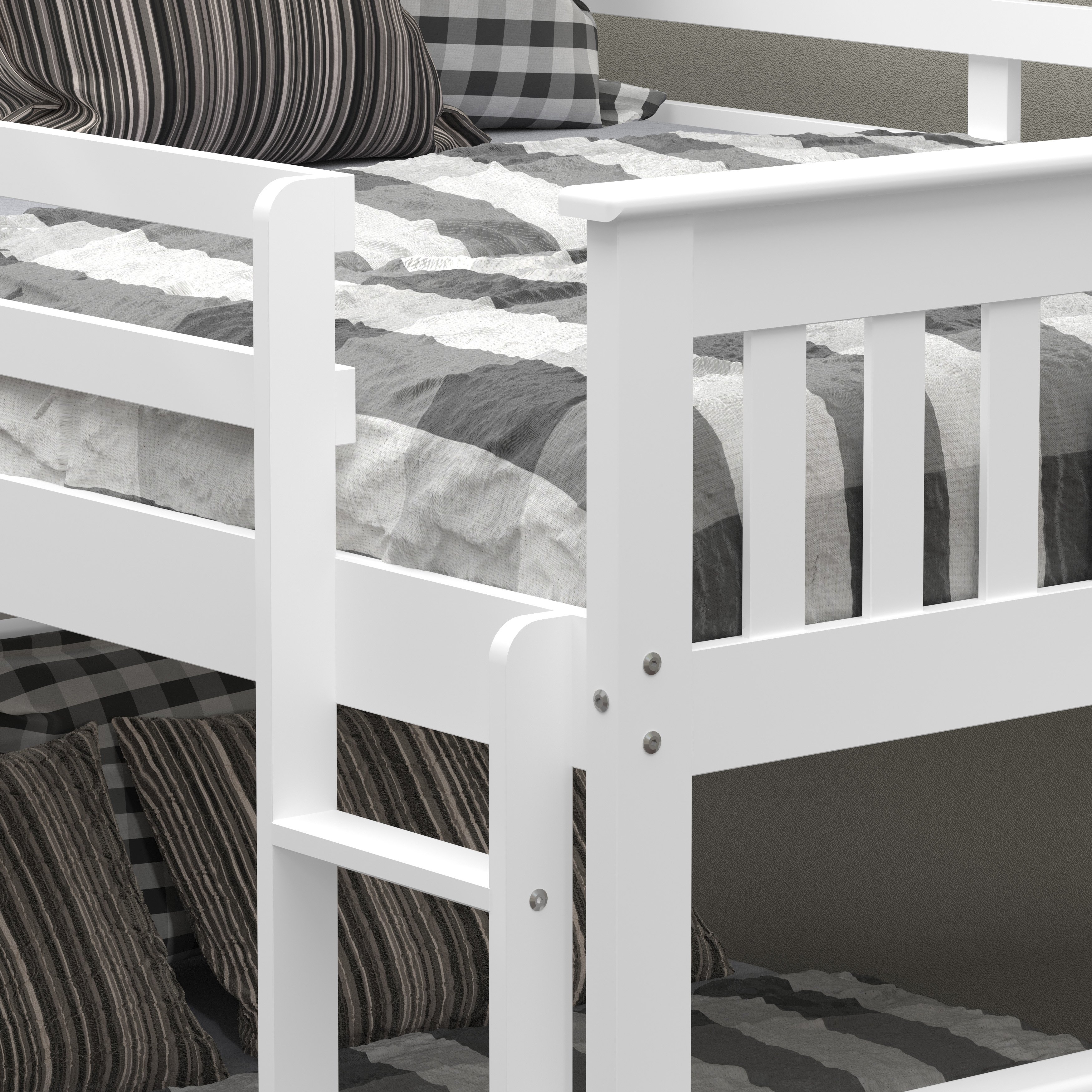 Mission White Full-over-Full Bunk Bed with Trundle - Craftsman-3