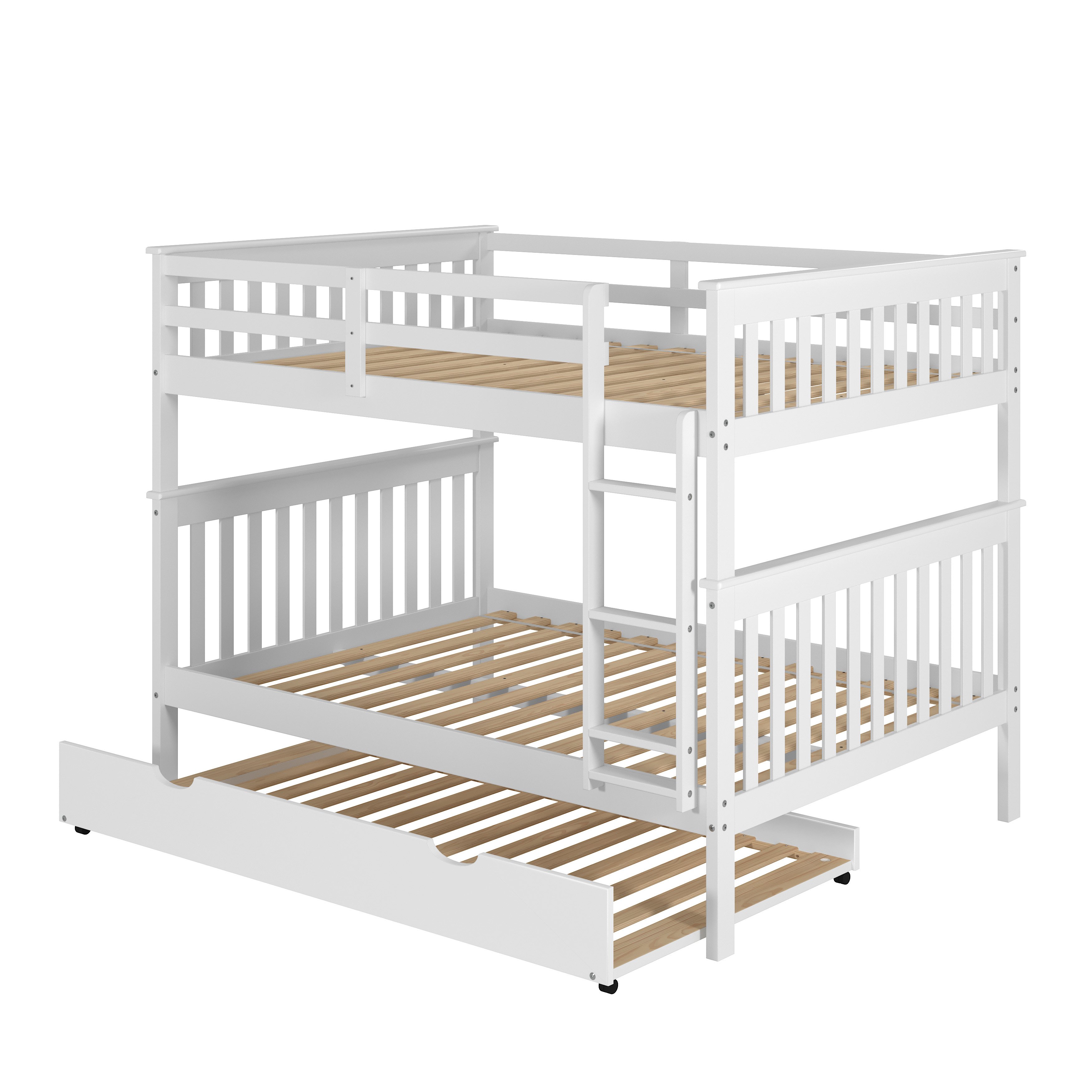 Mission White Full-over-Full Bunk Bed with Trundle - Craftsman-5