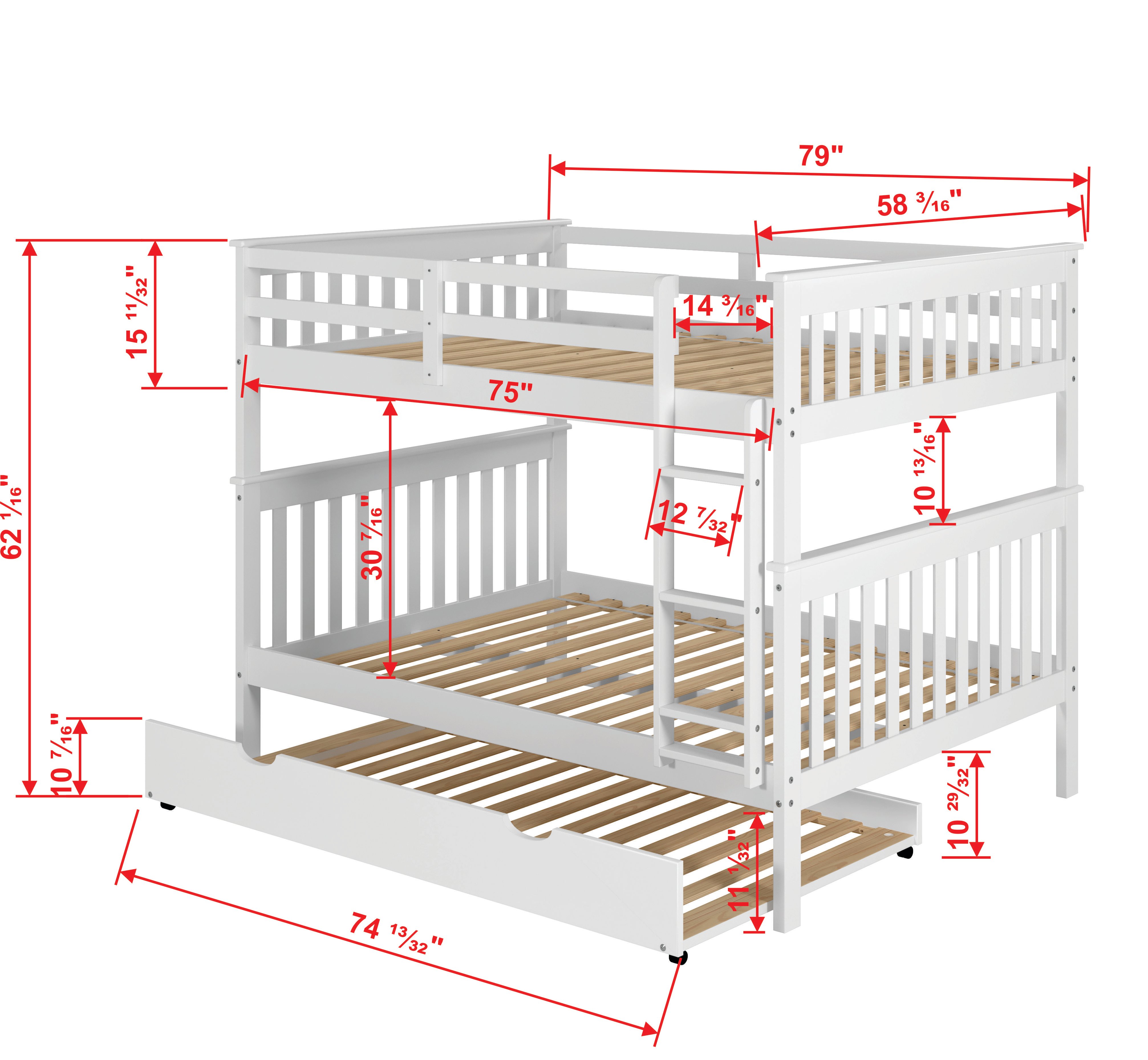 Mission White Full-over-Full Bunk Bed with Trundle - Craftsman-6