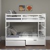 Mission White Full-over-Full Bunk Bed with Storage - Craftsman