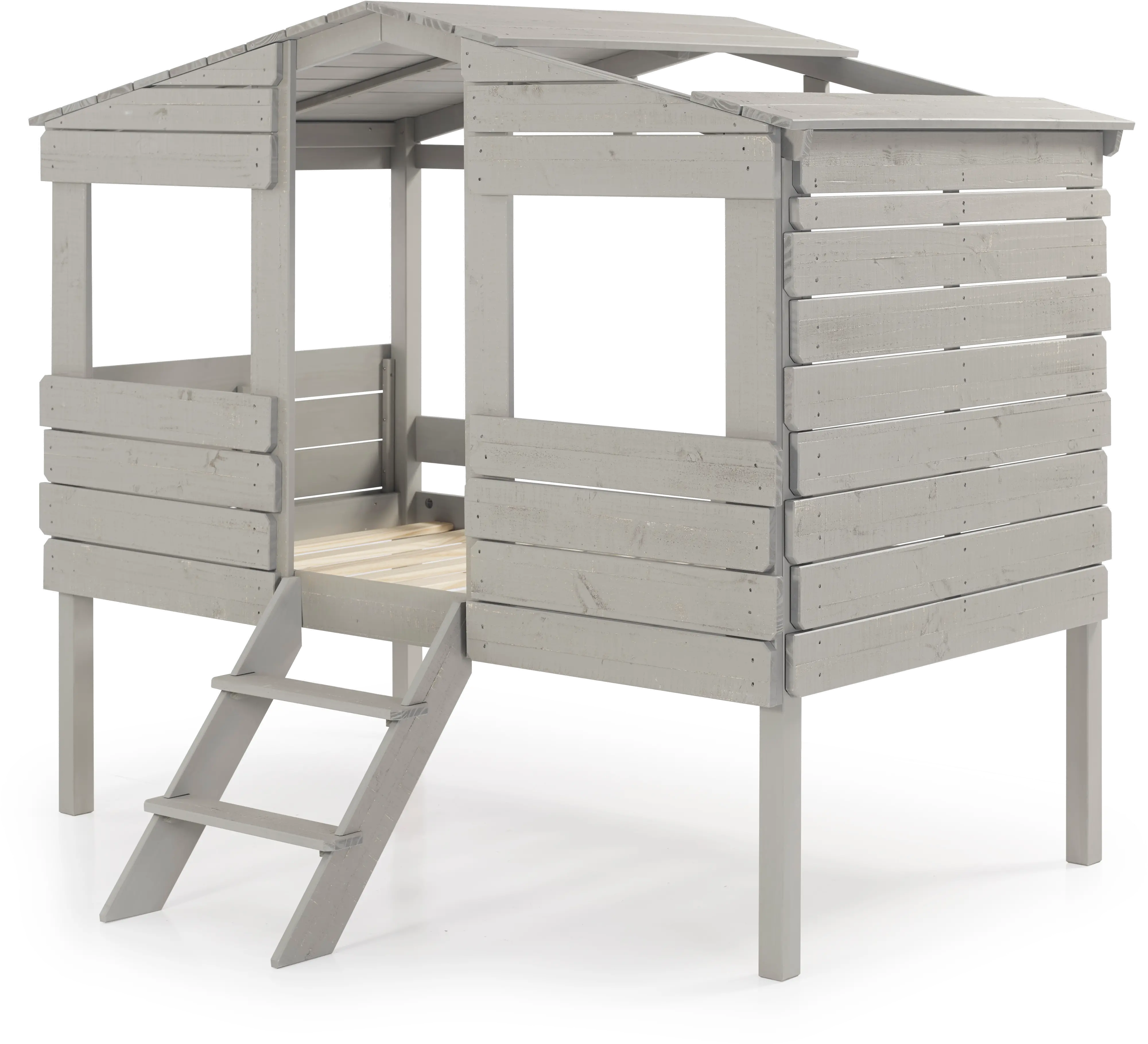 Rustic Gray Twin Loft Bed - Treehouse-3