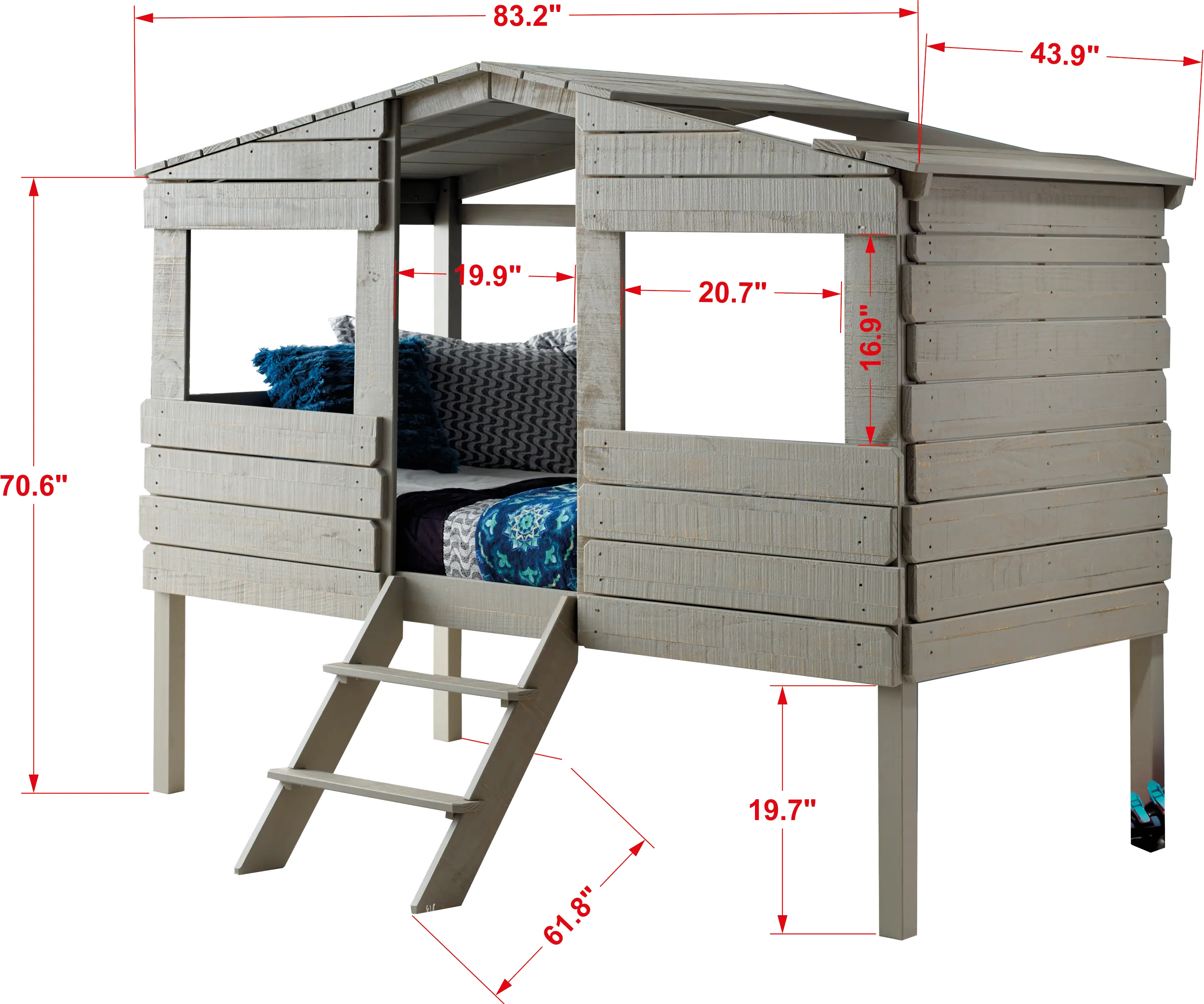 Rustic Gray Twin Loft Bed - Treehouse-5