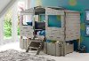 Rustic Gray Twin Loft Bed with Storage Drawers - Treehouse