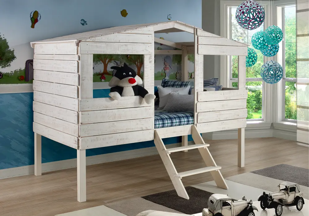 Rustic Sand Twin Loft Bed - Treehouse-1