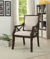 Beige Micro-Suede and Brown Cherry Accent Chair