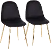 CH-PEBBLE AUVBK2 Contemporary Black and Gold Dining Room Chair (Set of 2) - Pebble