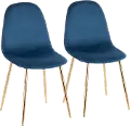 CH-PEBBLE AUVBU2 Contemporary Blue and Gold Dining Room Chair (Set of 2) - Pebble