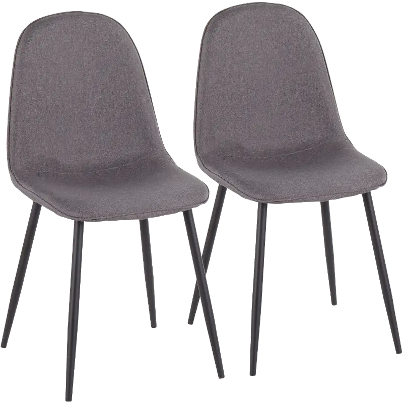 CH-PEBBLE BKCHAR2 Contemporary Gray and Black Dining Room Chair (Set of 2) - Pebble