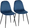 CH-PEBBLE BKVBU2 Contemporary Blue and Black Dining Room Chair (Set of 2) - Pebble