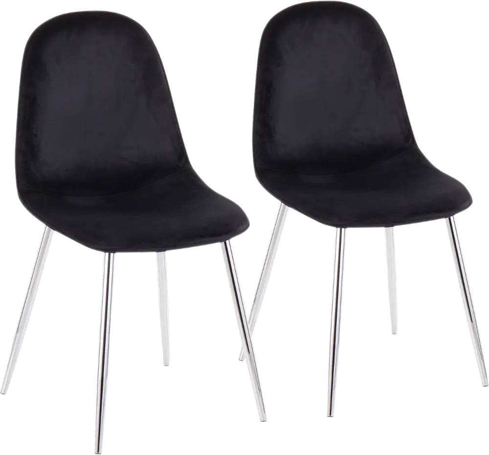 CH-PEBBLE SVVBK2 Contemporary Black and Chrome Dining Room Chair (Set of 2) - Pebble-1