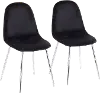 CH-PEBBLE SVVBK2 Contemporary Black and Chrome Dining Room Chair (Set of 2) - Pebble