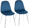 CH-PEBBLE SVVBU2 Contemporary Blue and Chrome Dining Room Chair (Set of 2) - Pebble