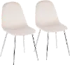 CH-PEBBLE SVVCR2 Contemporary Cream and Chrome Dining Room Chair (Set of 2) - Pebble