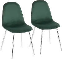 CH-PEBBLE SVVGN2 Contemporary Green and Chrome Dining Room Chair (Set of 2) - Pebble