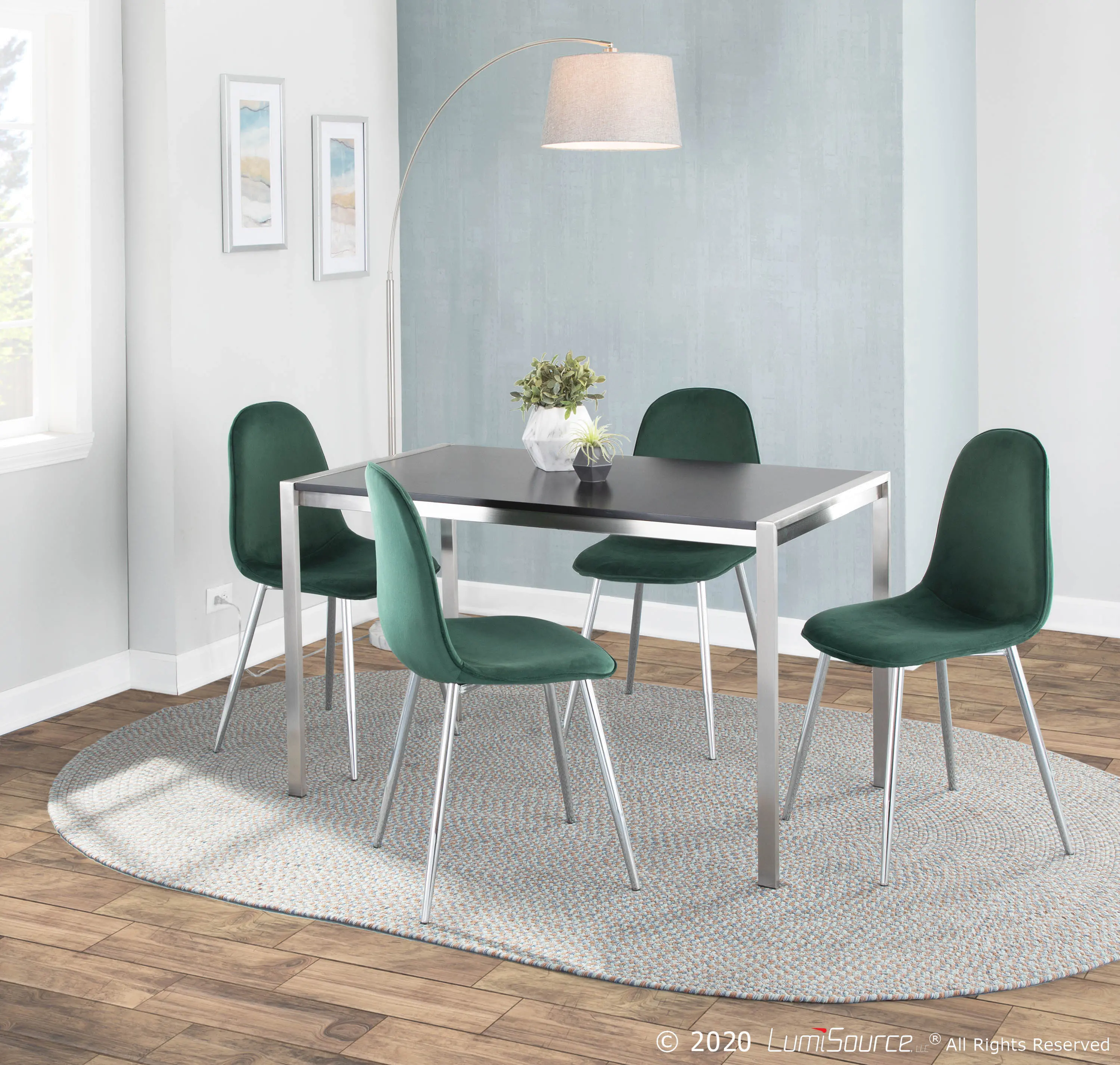 CH-PEBBLE SVVGN2 Contemporary Green and Chrome Dining Room Chair (Set of 2) - Pebble-7