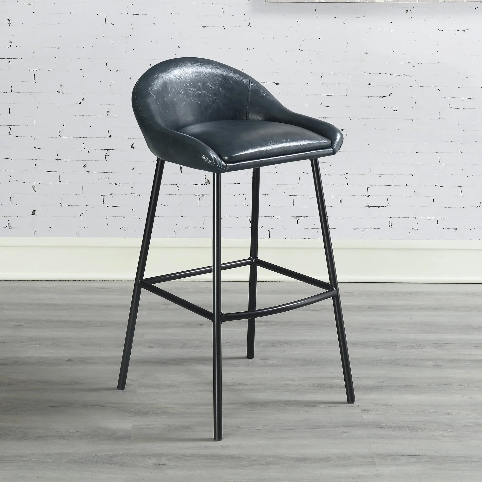 Braylon Navy Blue Upholstered Bar Stool-9