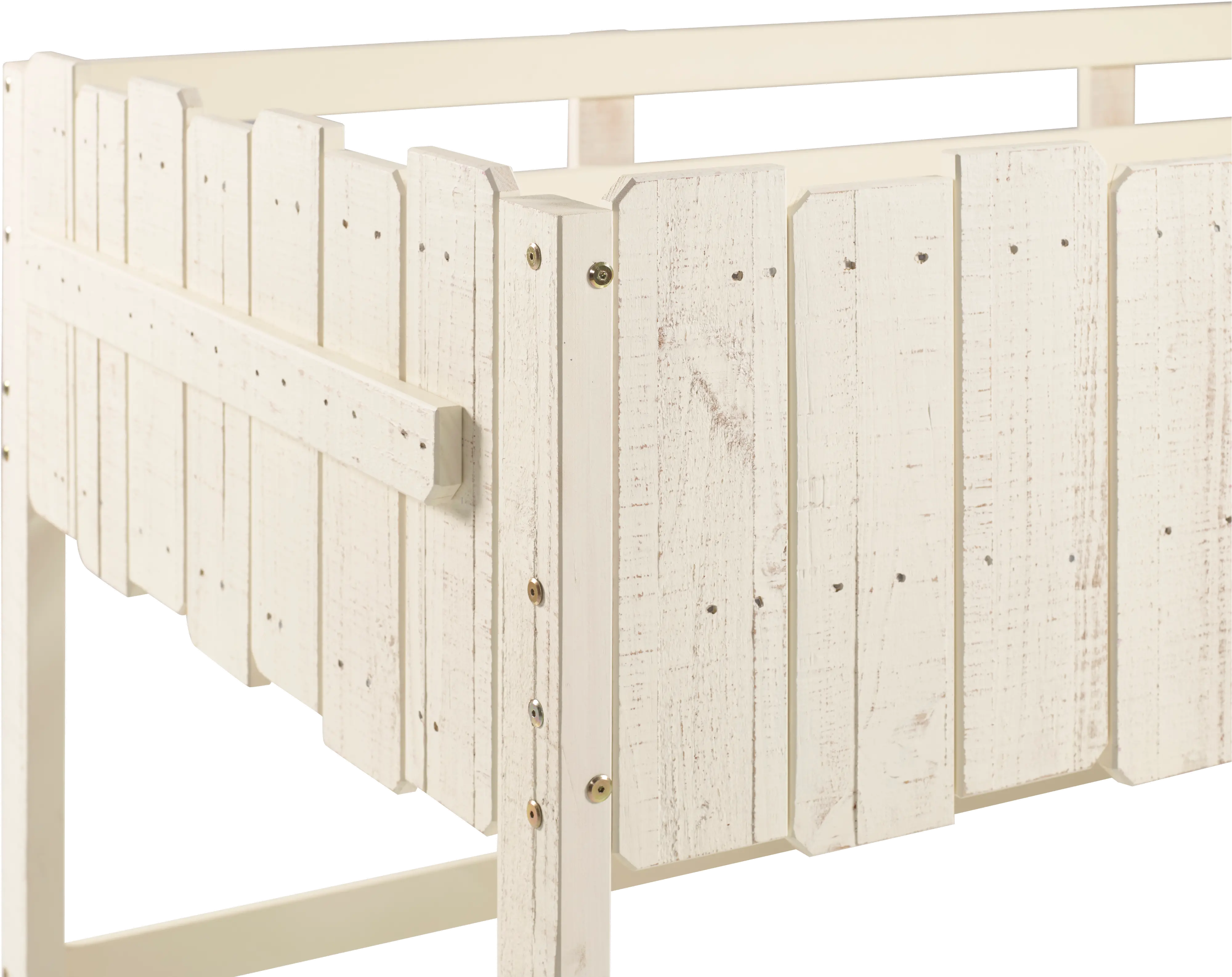 Rustic Sand Twin Low Loft Bed with Storage - Picket Fence-6
