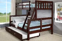 Cappuccino Brown Twin over Full Bunk Bed with Trundle - James