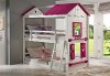 White and Pink Twin over Twin Bunk Bed - Sweetheart