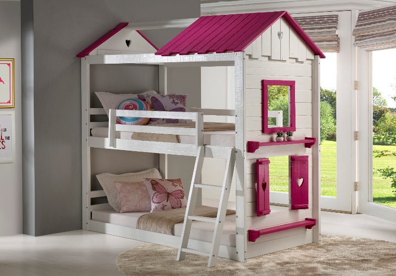pink twin loft bed