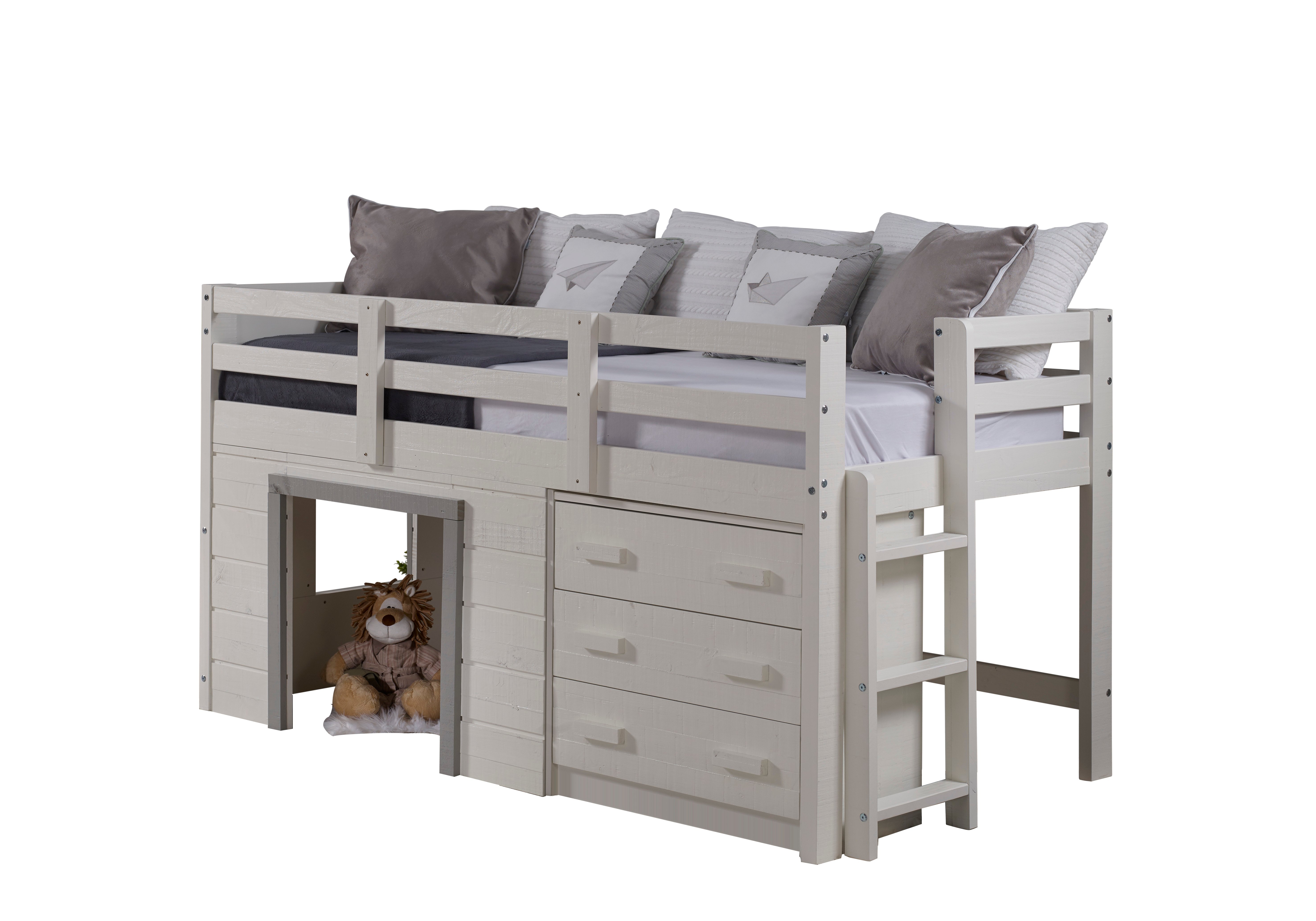Sweet Dreams White and Gray Twin Low Loft Bed-2