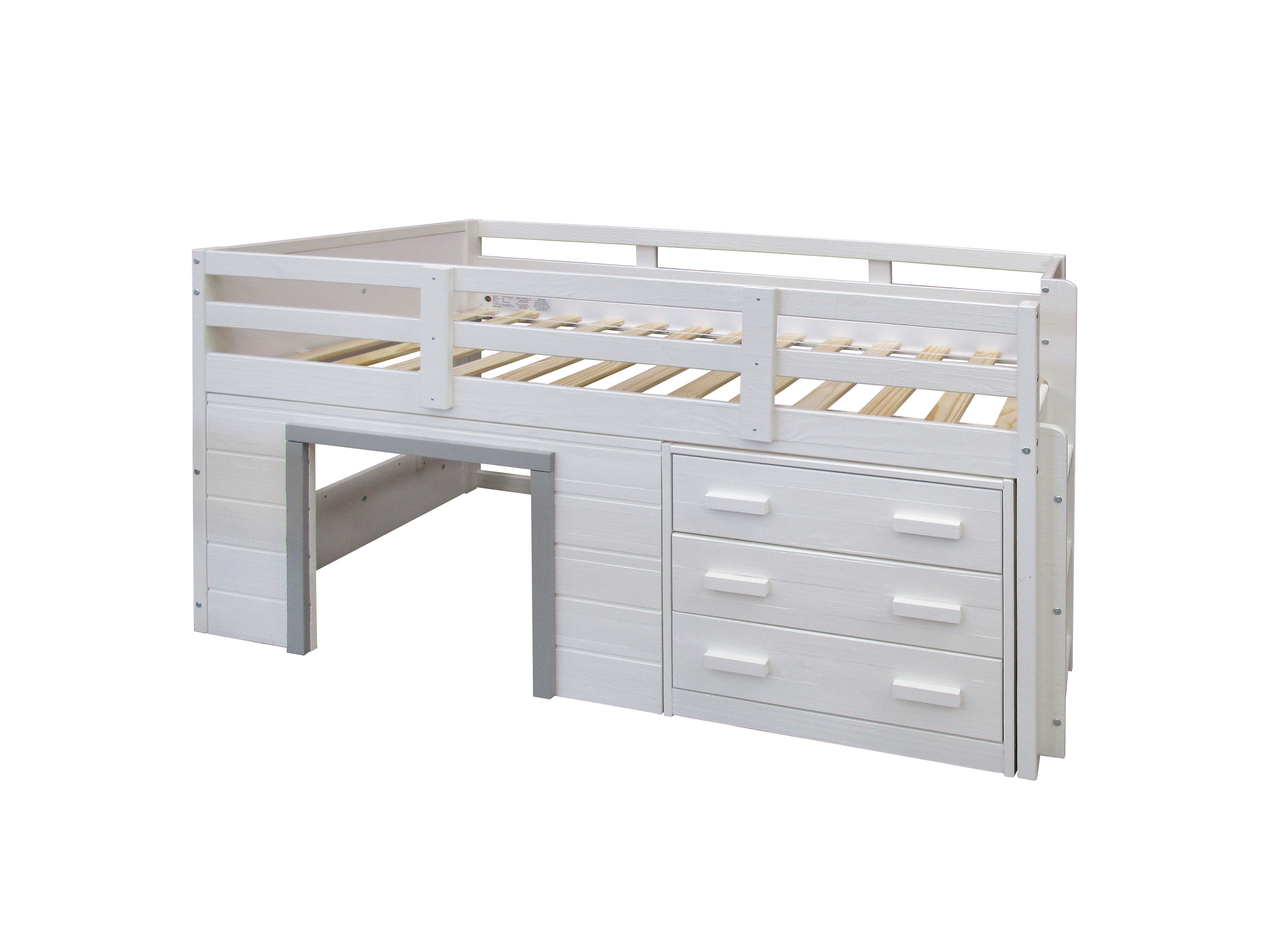 Sweet Dreams White and Gray Twin Low Loft Bed-3