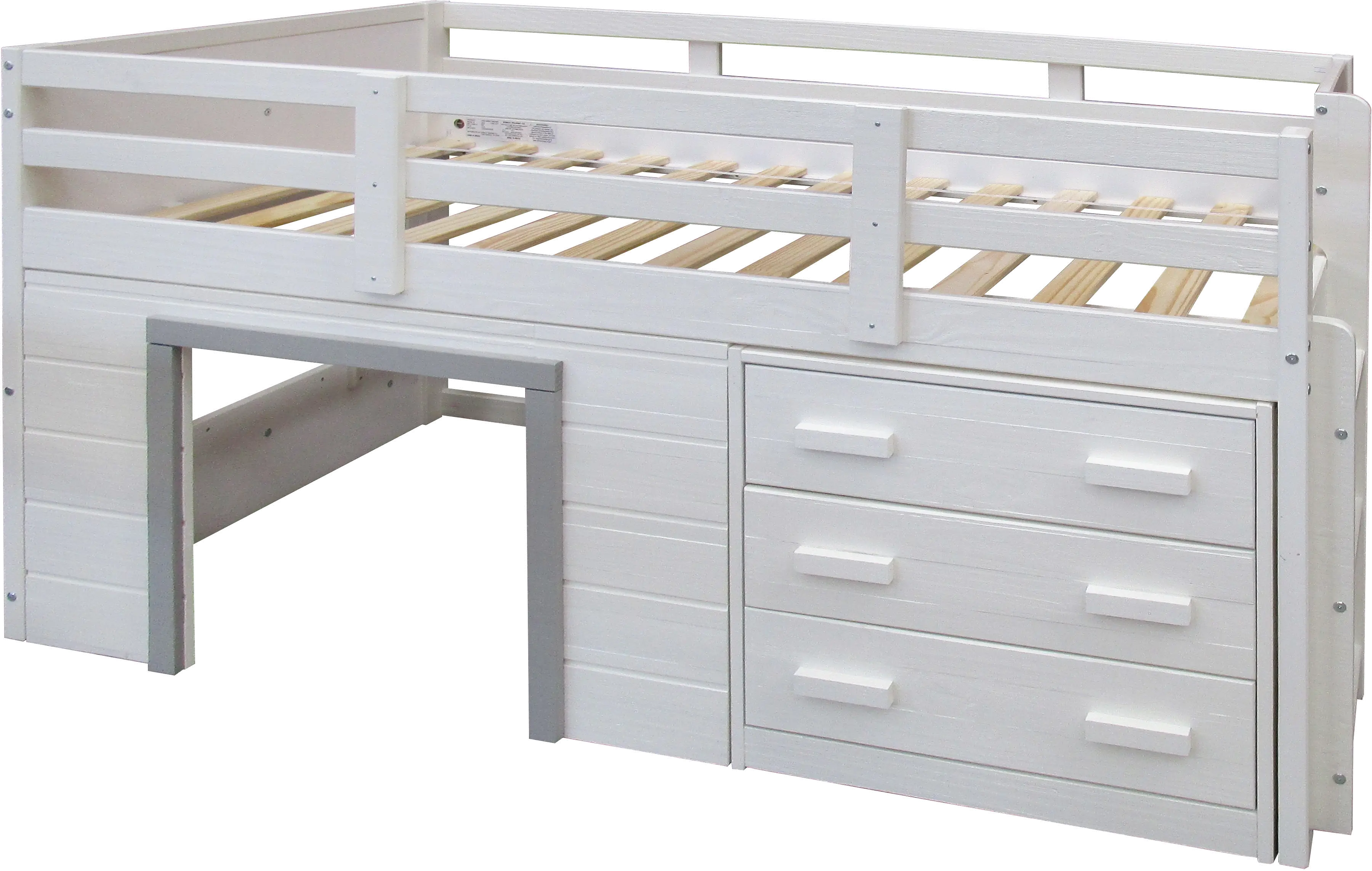 Sweet Dreams White and Gray Twin Low Loft Bed-3