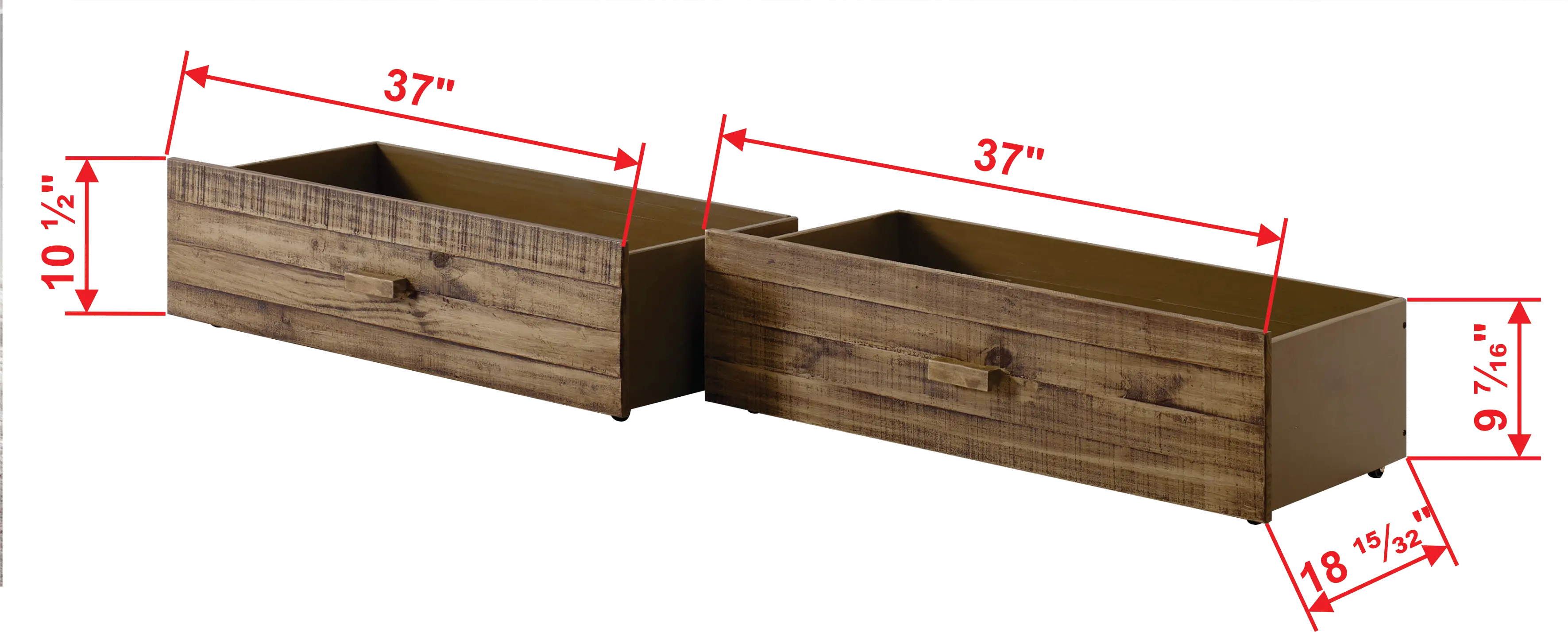 Rustic Driftwood Storage Drawers (Set of 2) - Front Porch-3