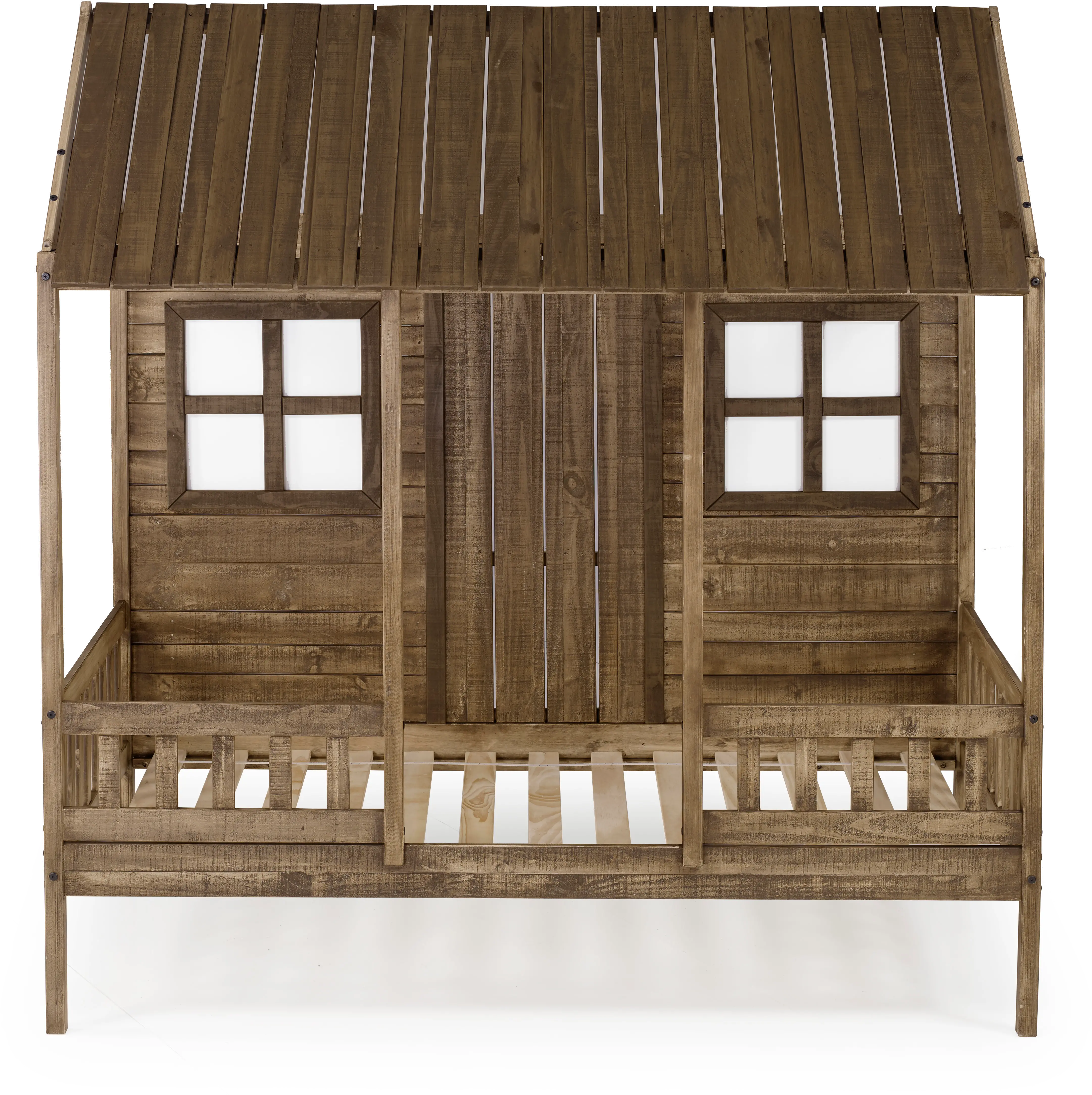 Rustic Driftwood Twin Low Loft Bed - Front Porch-2