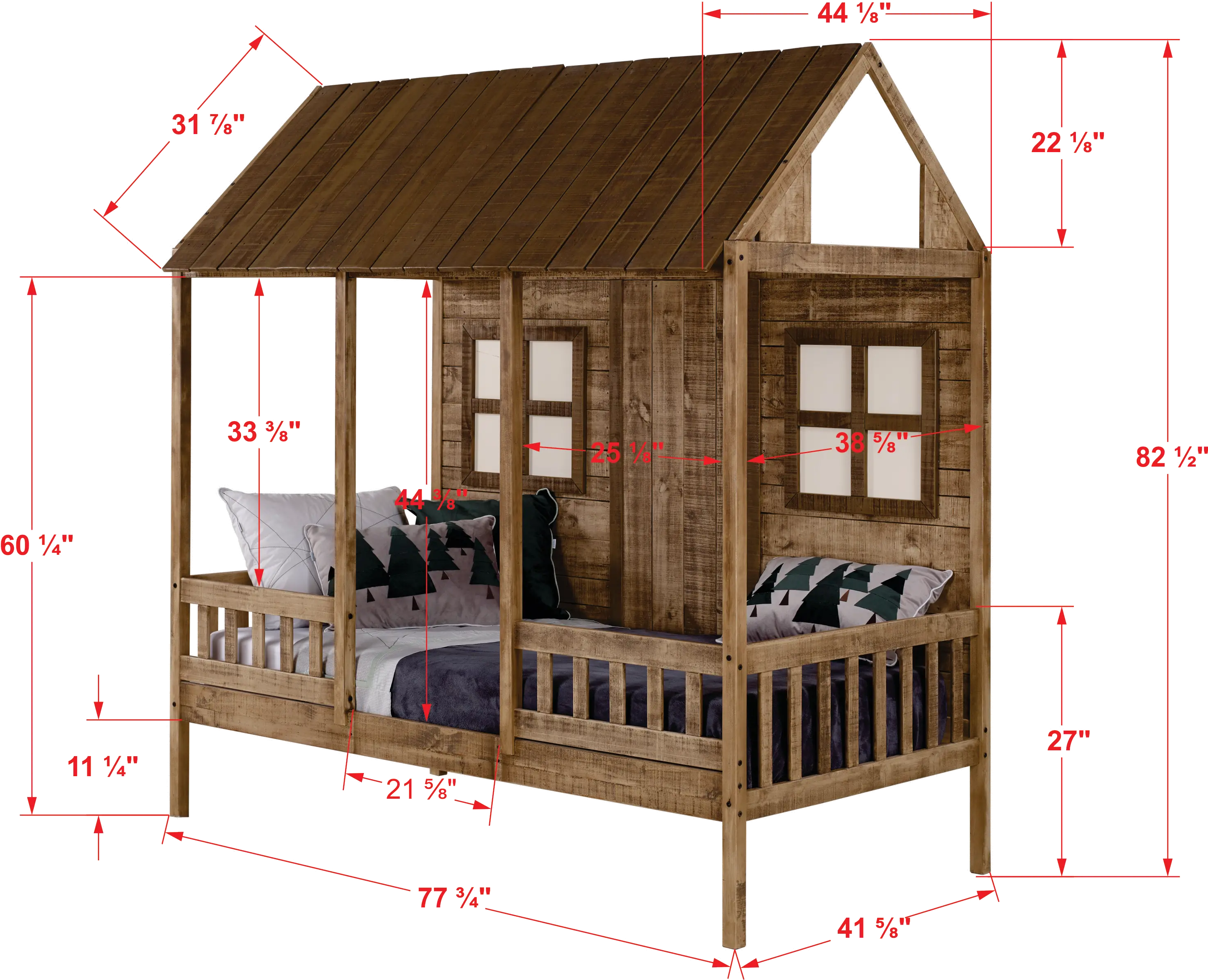 Rustic Driftwood Twin Low Loft Bed - Front Porch-4
