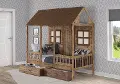 Rustic Driftwood Twin Low Loft Bed with Storage - Front Porch