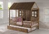 Rustic Driftwood Twin Low Loft Bed with Trundle - Front Porch
