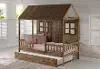 Rustic Driftwood Twin Low Loft Bed with Trundle - Front Porch