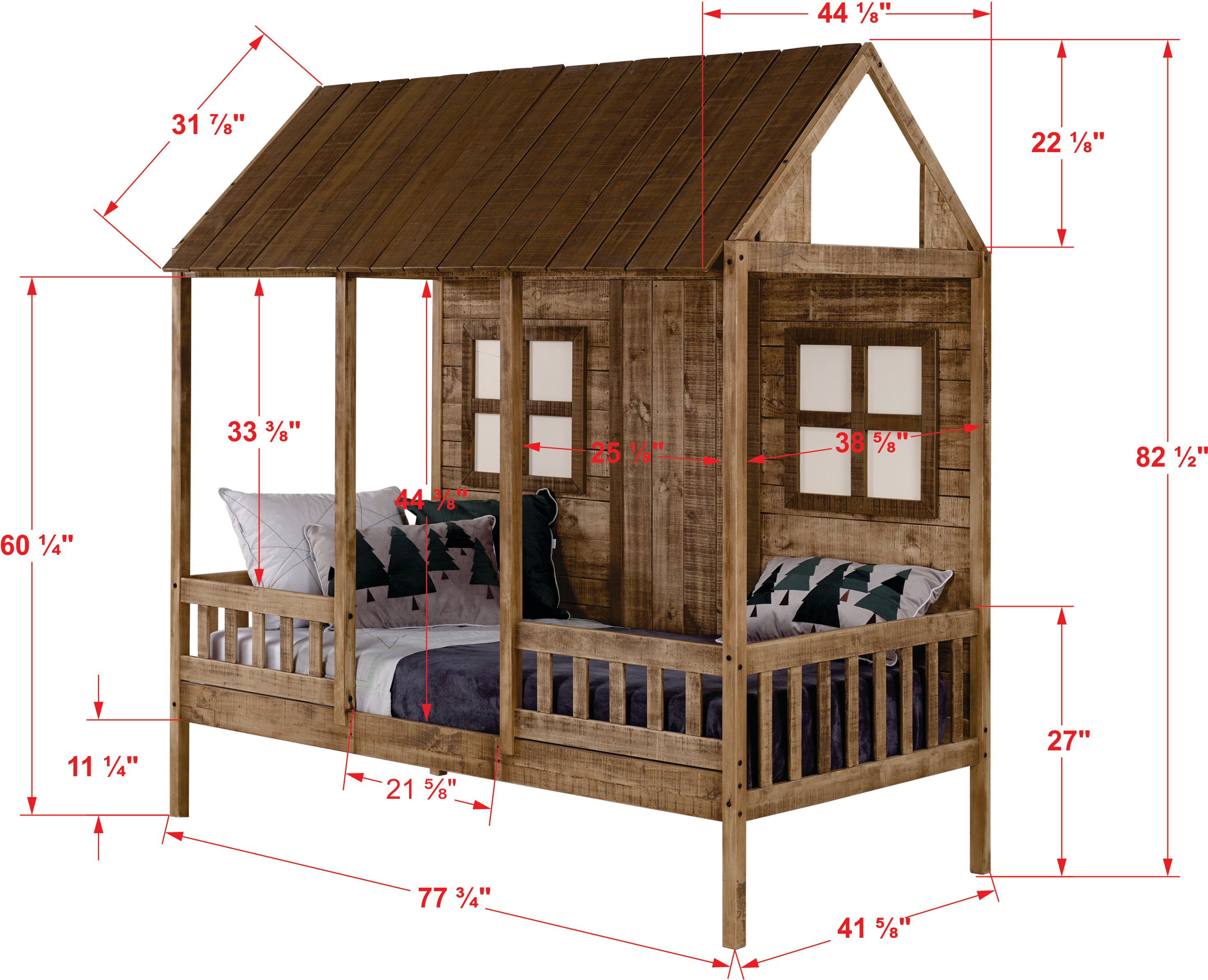 Rustic Driftwood Twin Low Loft Bed with Trundle - Front Porch-5