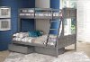 Antique Gray Twin over Full Bunk Bed with Storage - Louver