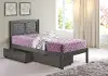 Antique Gray Twin Platform Bed with Storage Drawers - Louver
