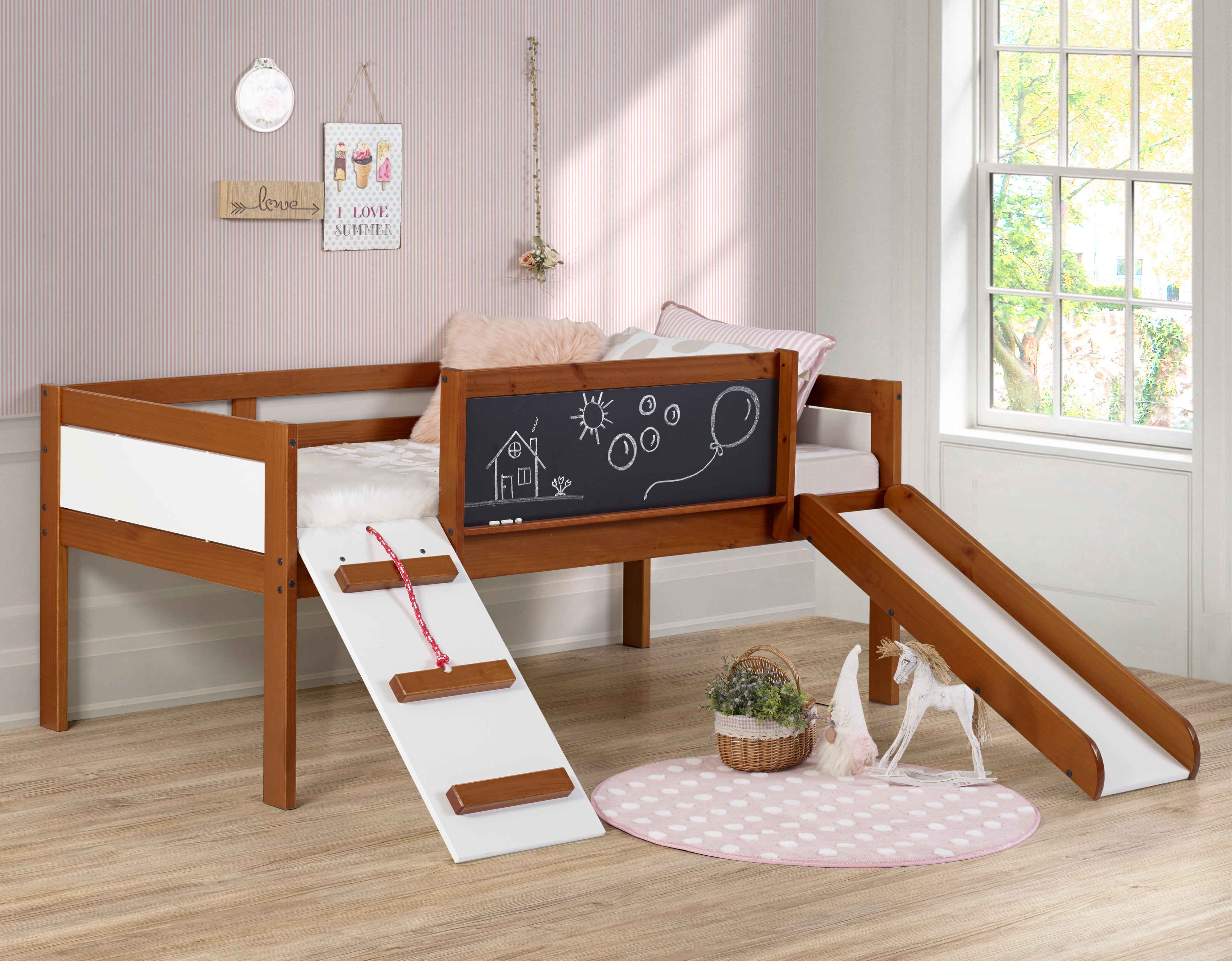 Contemporary Brown and White Twin Low Loft Bed - Junior-2