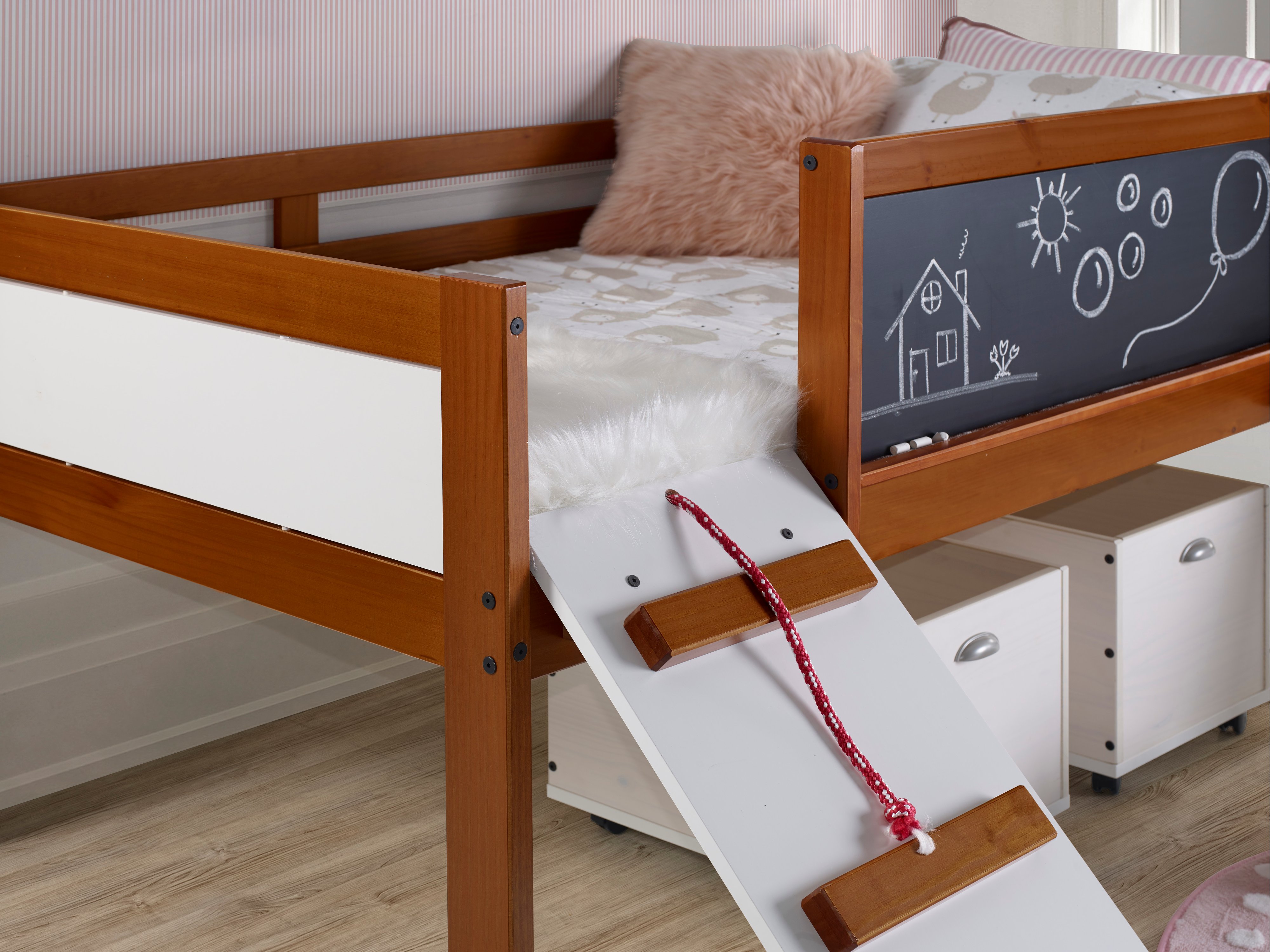 Contemporary Brown and White Twin Low Loft Bed - Junior-3