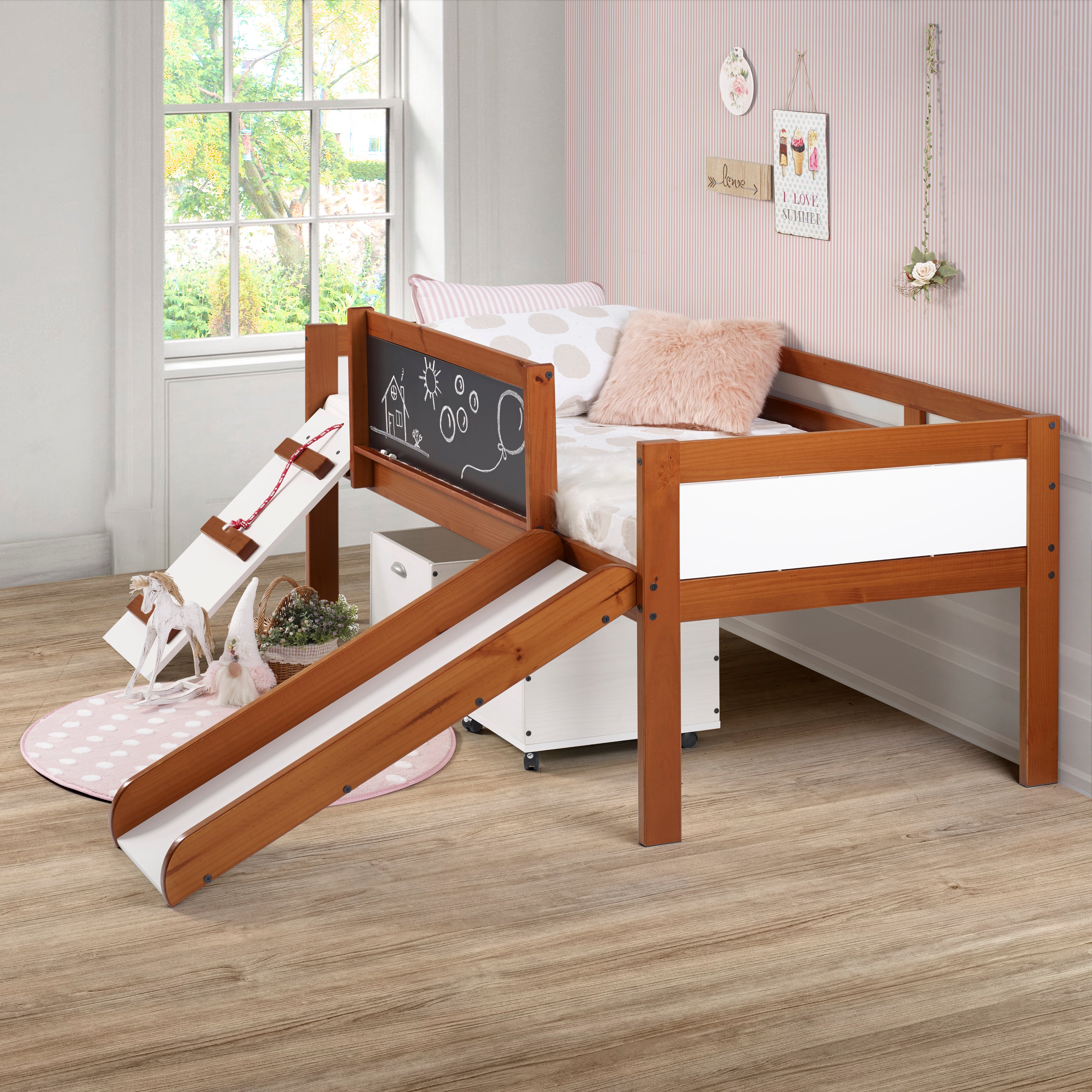 Contemporary Brown and White Twin Low Loft Bed - Junior-4