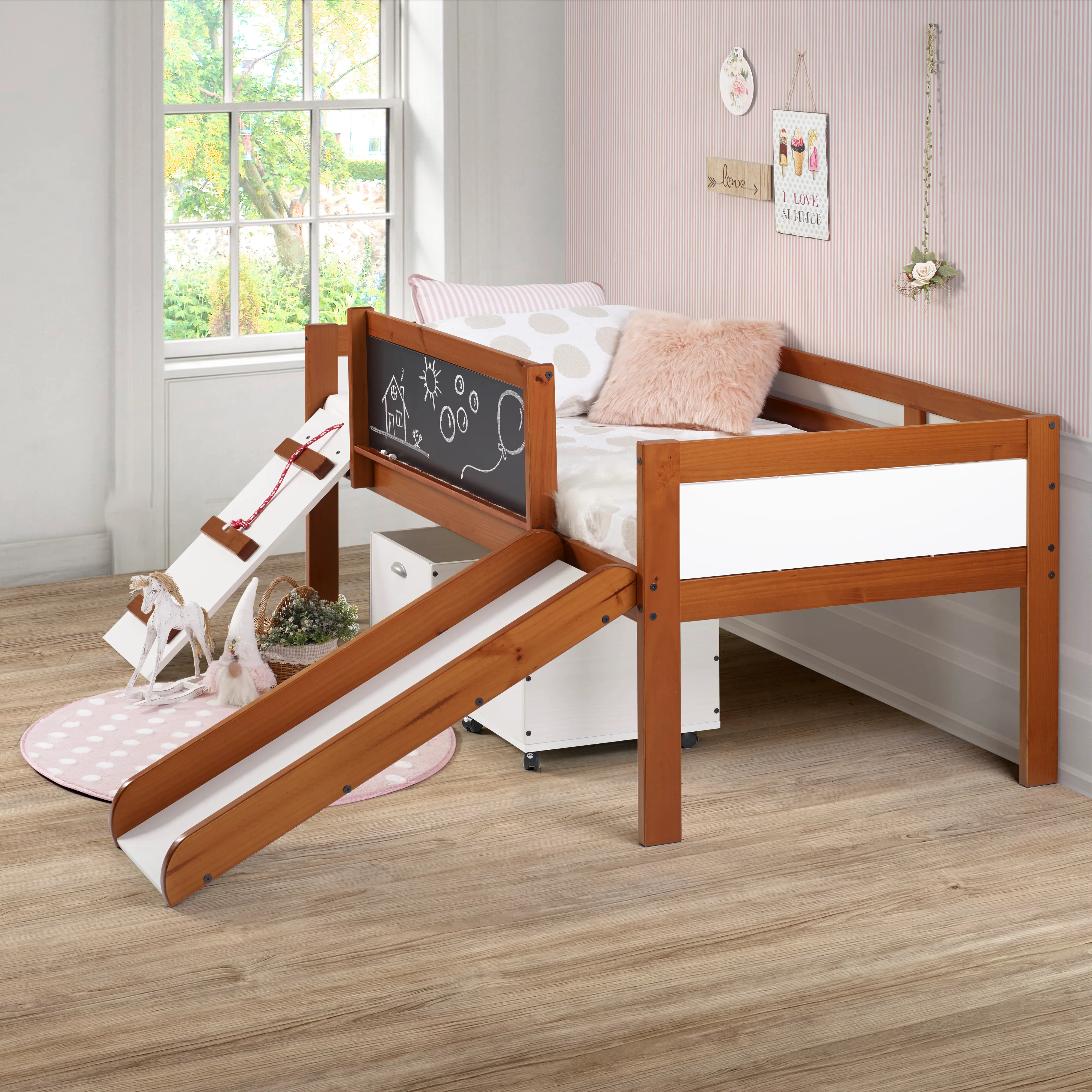Contemporary Brown and White Twin Low Loft Bed - Junior-4