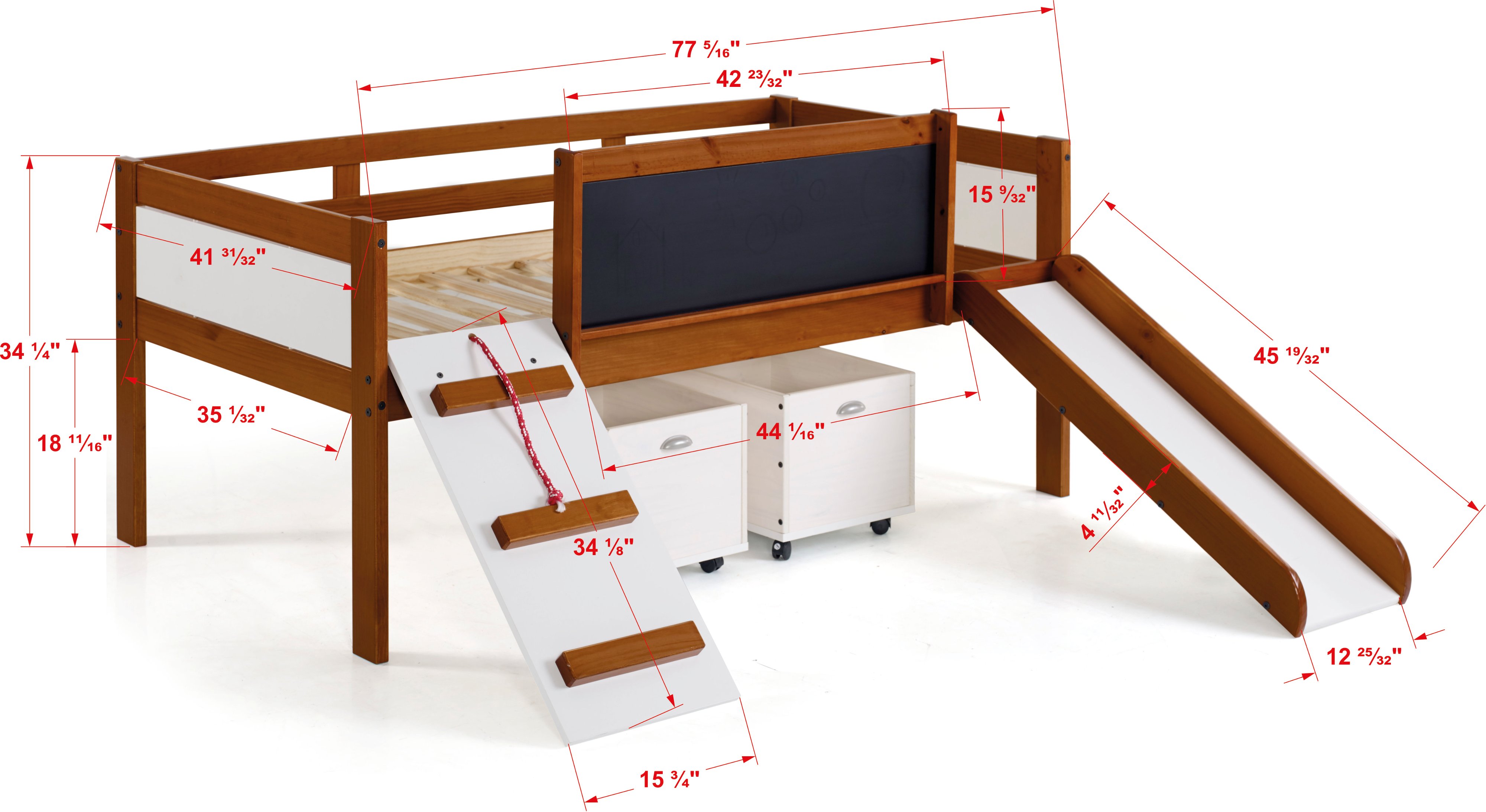 Contemporary Brown and White Twin Low Loft Bed - Junior-7