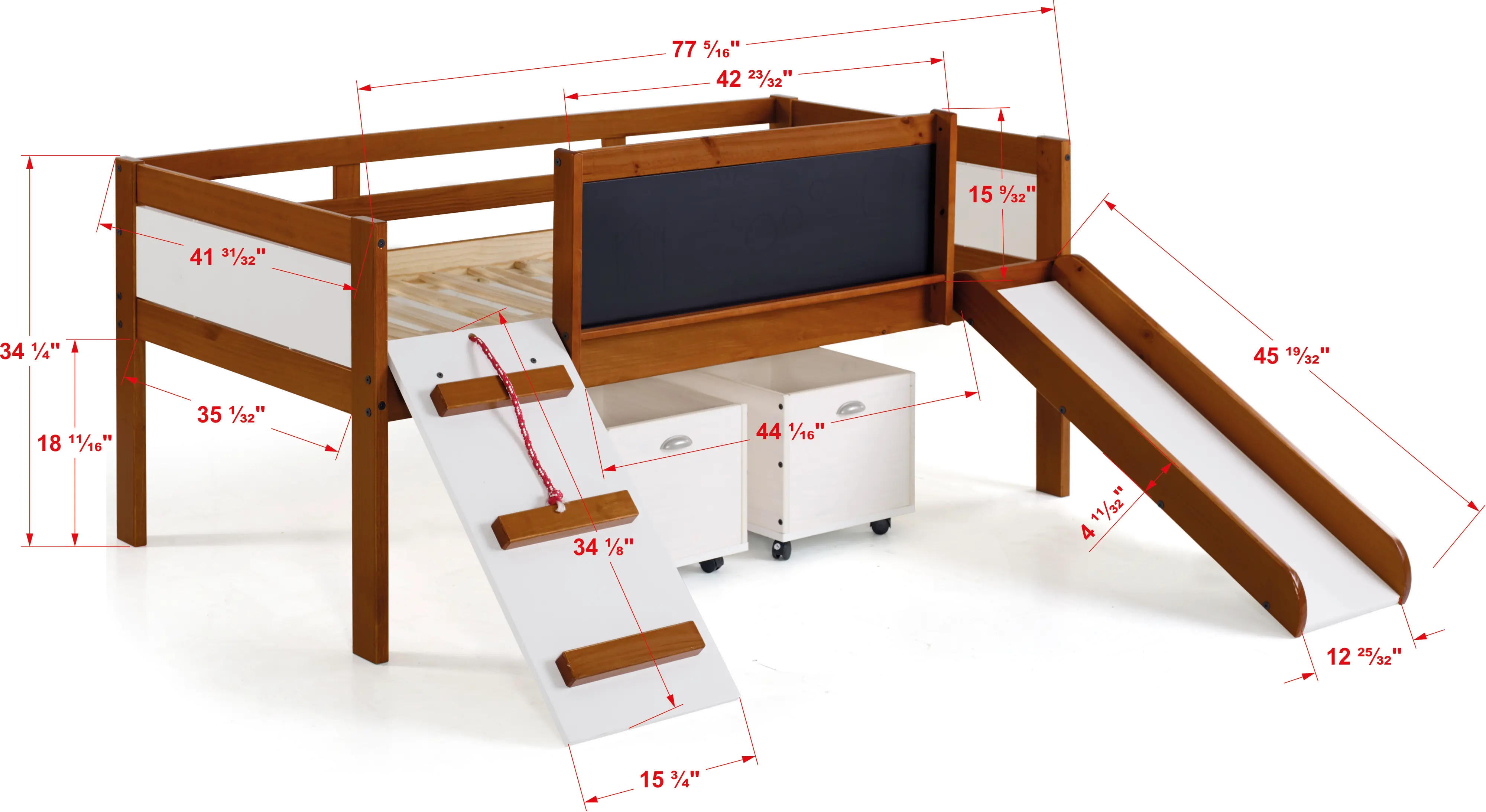 Contemporary Brown and White Twin Low Loft Bed - Junior-7