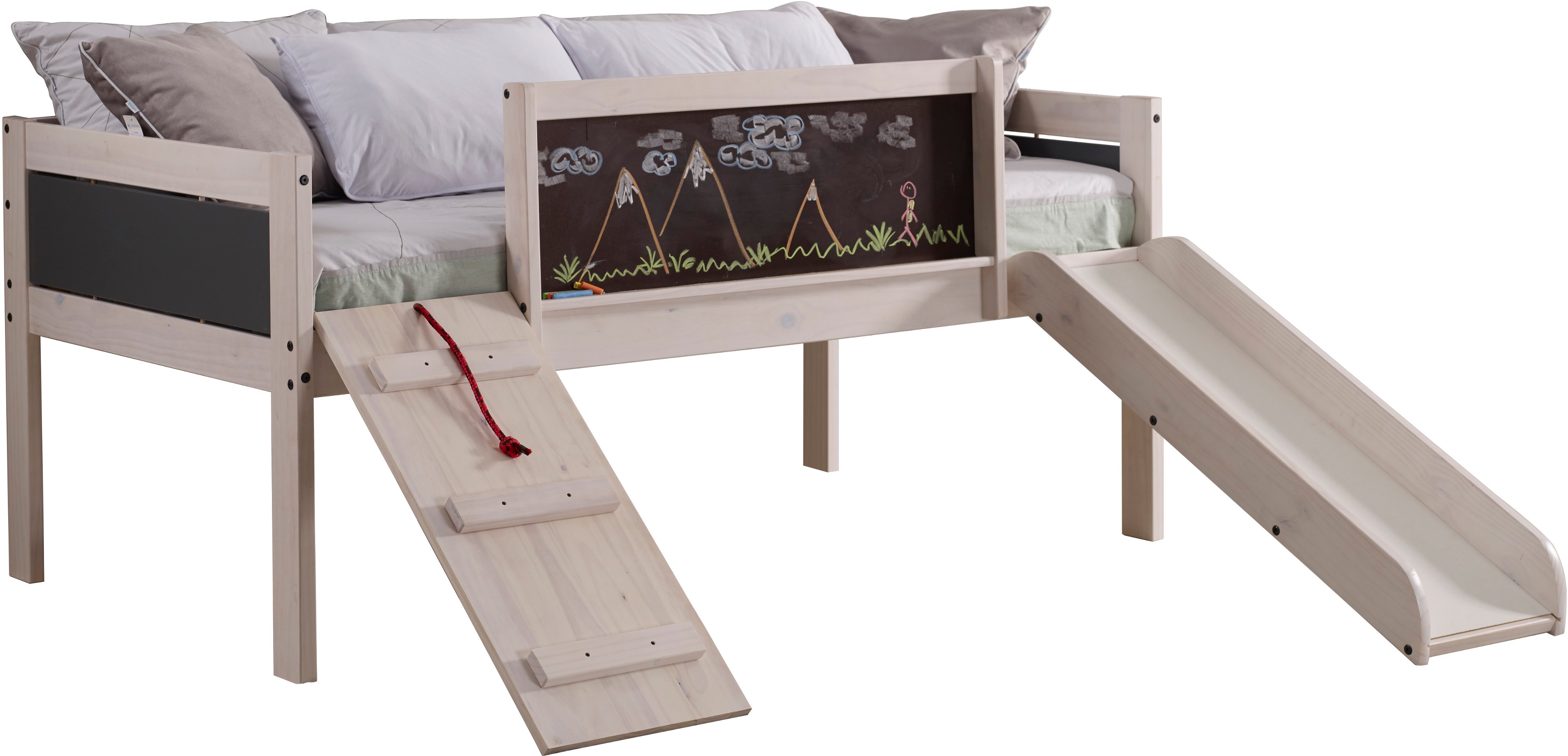 Junior Whitewash Twin Low Loft Bed-2