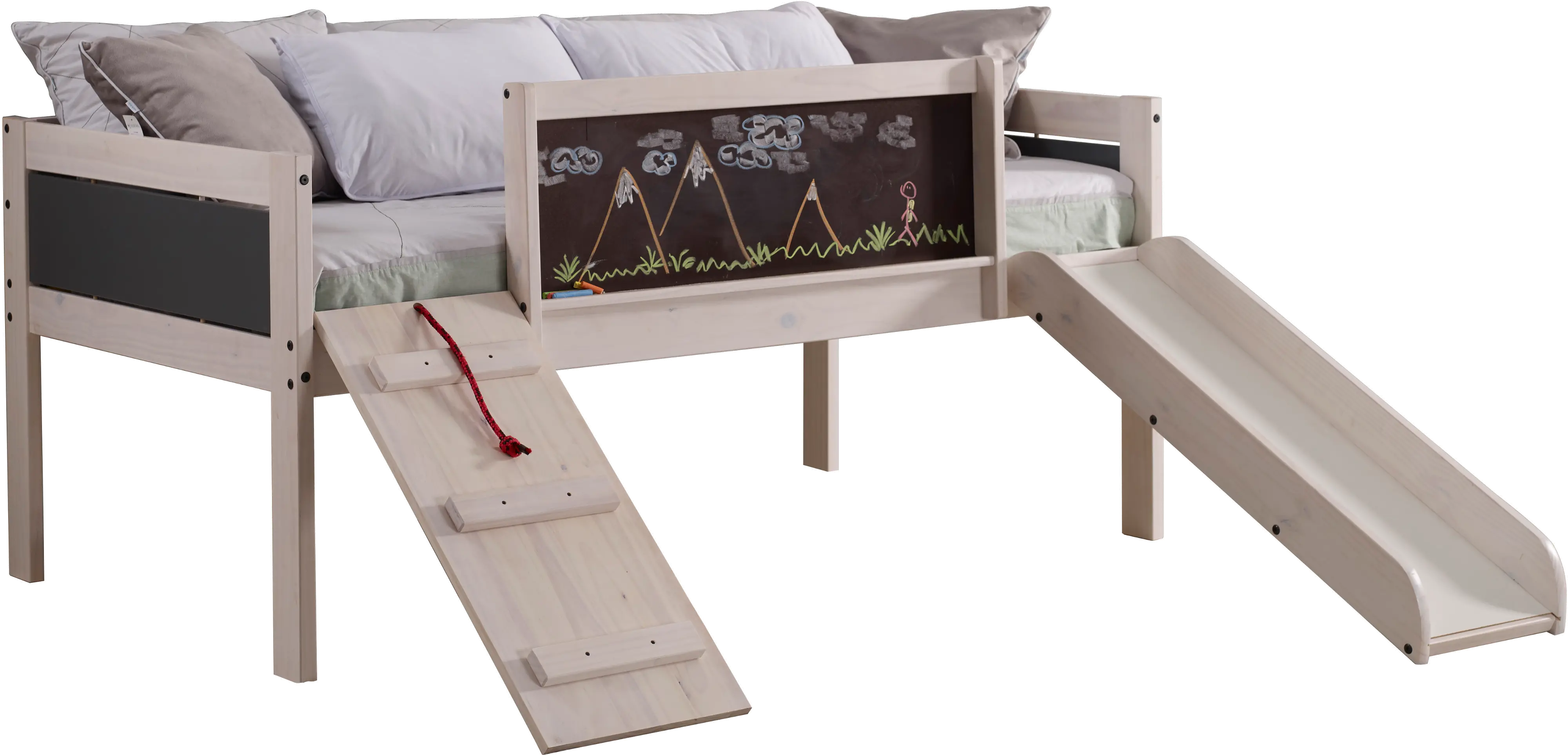 Junior Whitewash Twin Low Loft Bed-2