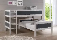 Whitewash and Gray Twin over Twin Low Loft Bed - Junior