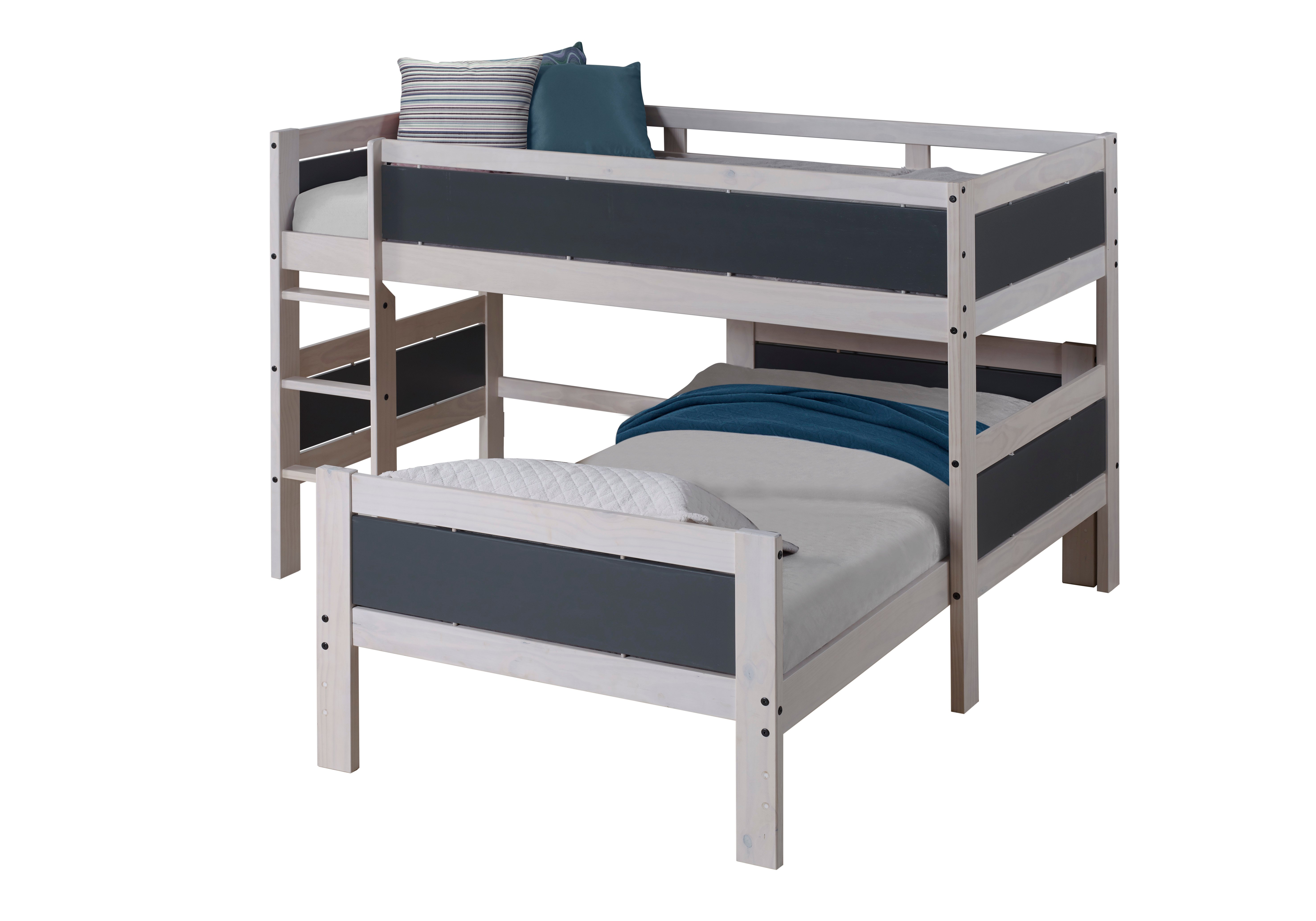 Whitewash and Gray Twin over Twin Low Loft Bed - Junior-2