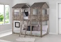 Rustic White Twin over Twin Bunk Bed - Tower