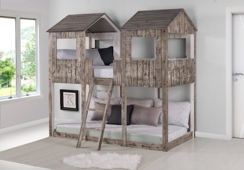 Rustic White Twin Over Bunk Bed, Rc Willey Bunk Beds