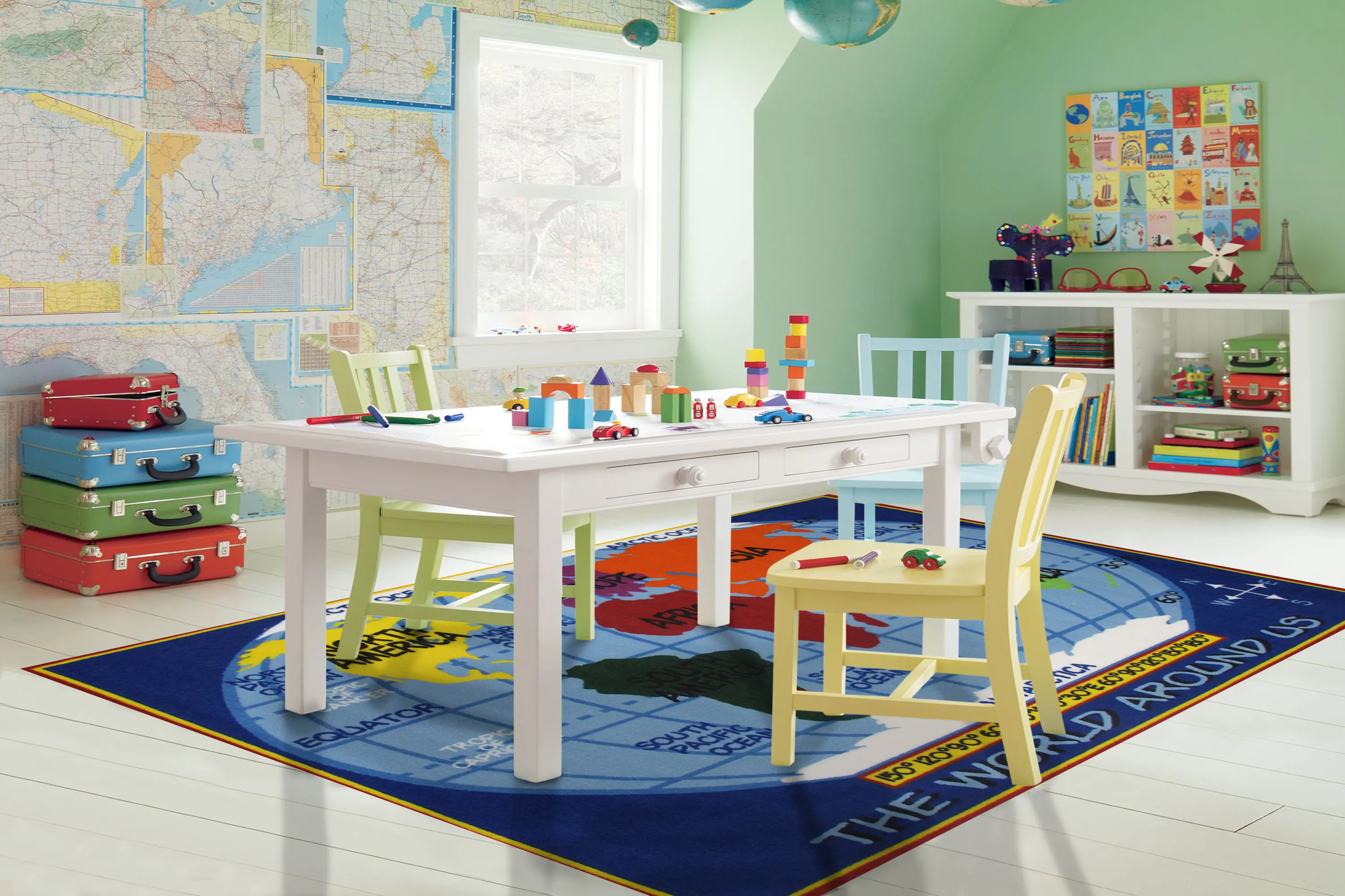 Kids World Map Rug- Fun Time-2