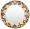 DAS-002 Eclectic Tan and Black Woven Framed Wall Mirror - Dastkar